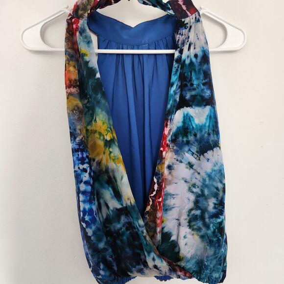 Alice + Olivia Silk Halter Top XS Tie Dye‎ Designer Party Resortwear Cocktail - Picture 5 of 8